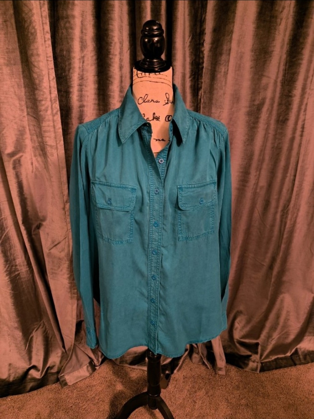 Lane Bryant Teal Button-Down Shirt